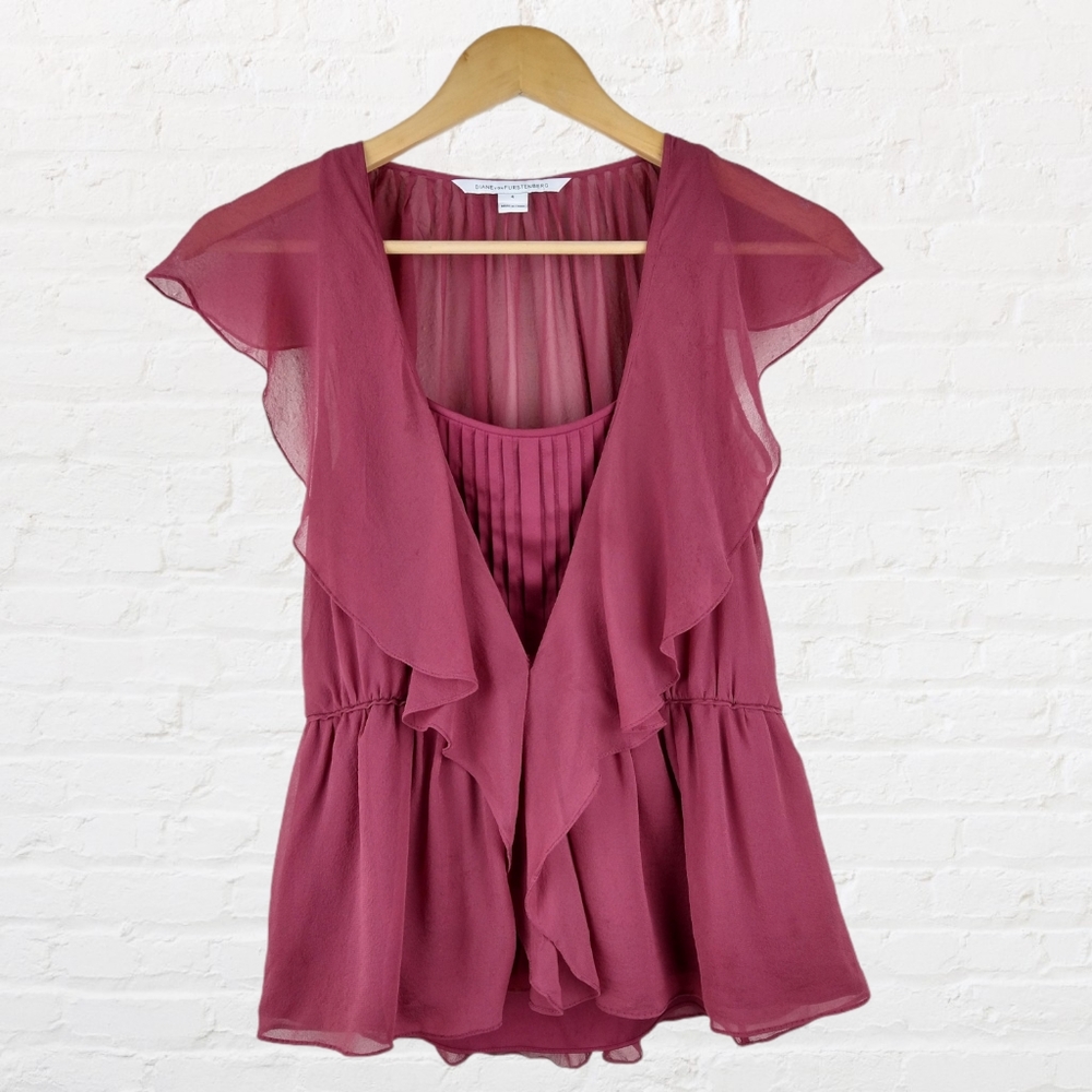 Silk V-Neck Peplum Top